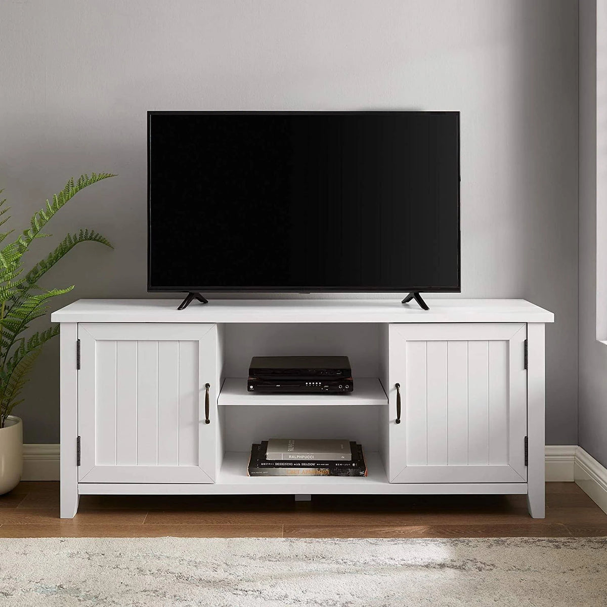 Solid White TV Console I95754