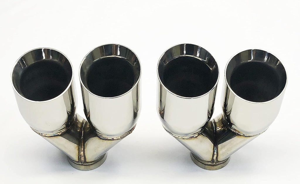 3.50" Outlet 9.50" long 2.50" Inlet Weld On Dual Slant Stainless Exhaust Tip E935147