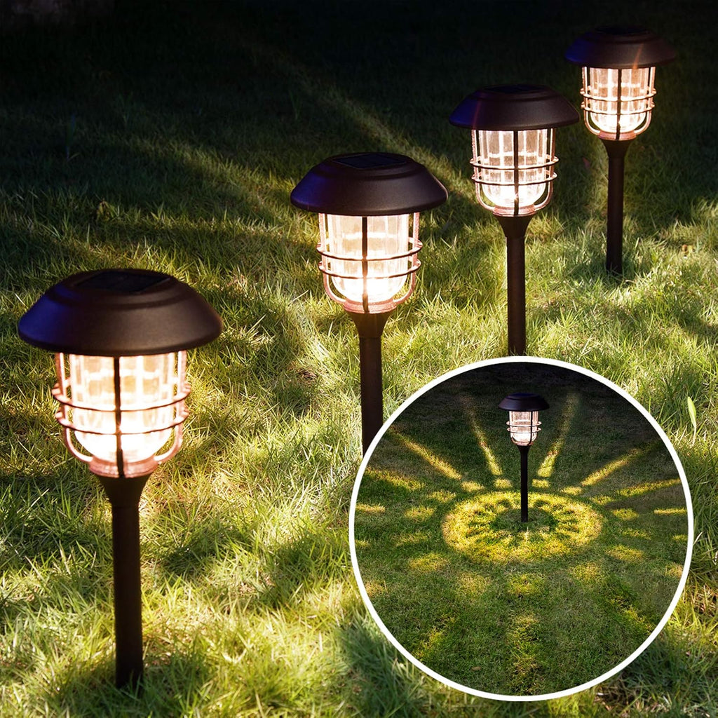 4 Pack Solar Glass and Metal Path Lights A866958