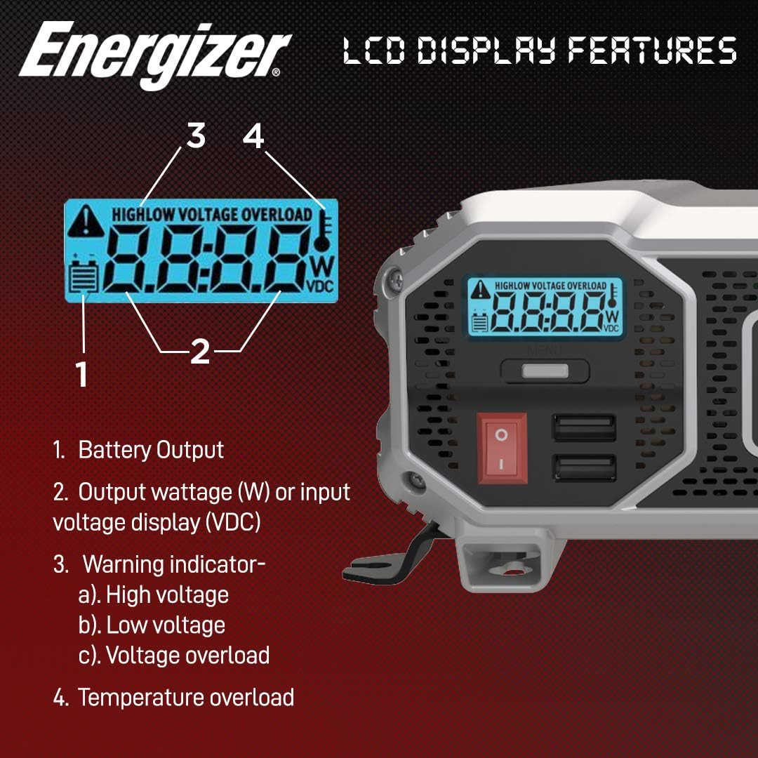 2000 watts Modified Sine Wave Car Power Inverter, 12v to 110v, Two AC Outlets, Two USB Ports, DC to AC Converter B636