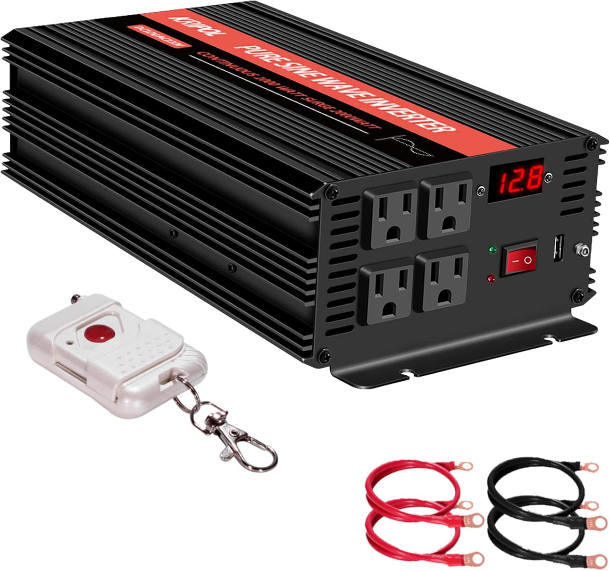 2000 Watt 12V DC to 110v/120v AC Power Inverter with 4 AC Outlets and USB Output E7999