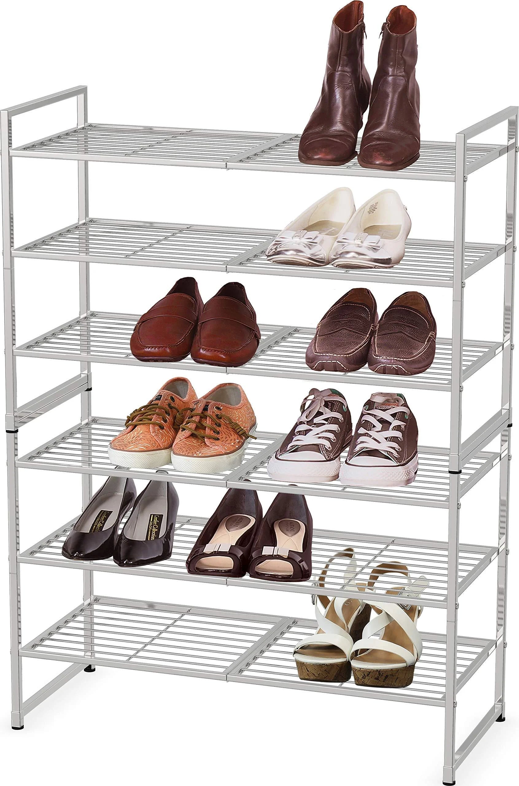 3-Tier Stackable Shoe Shelves Storage Utility Rack, Silver C1526