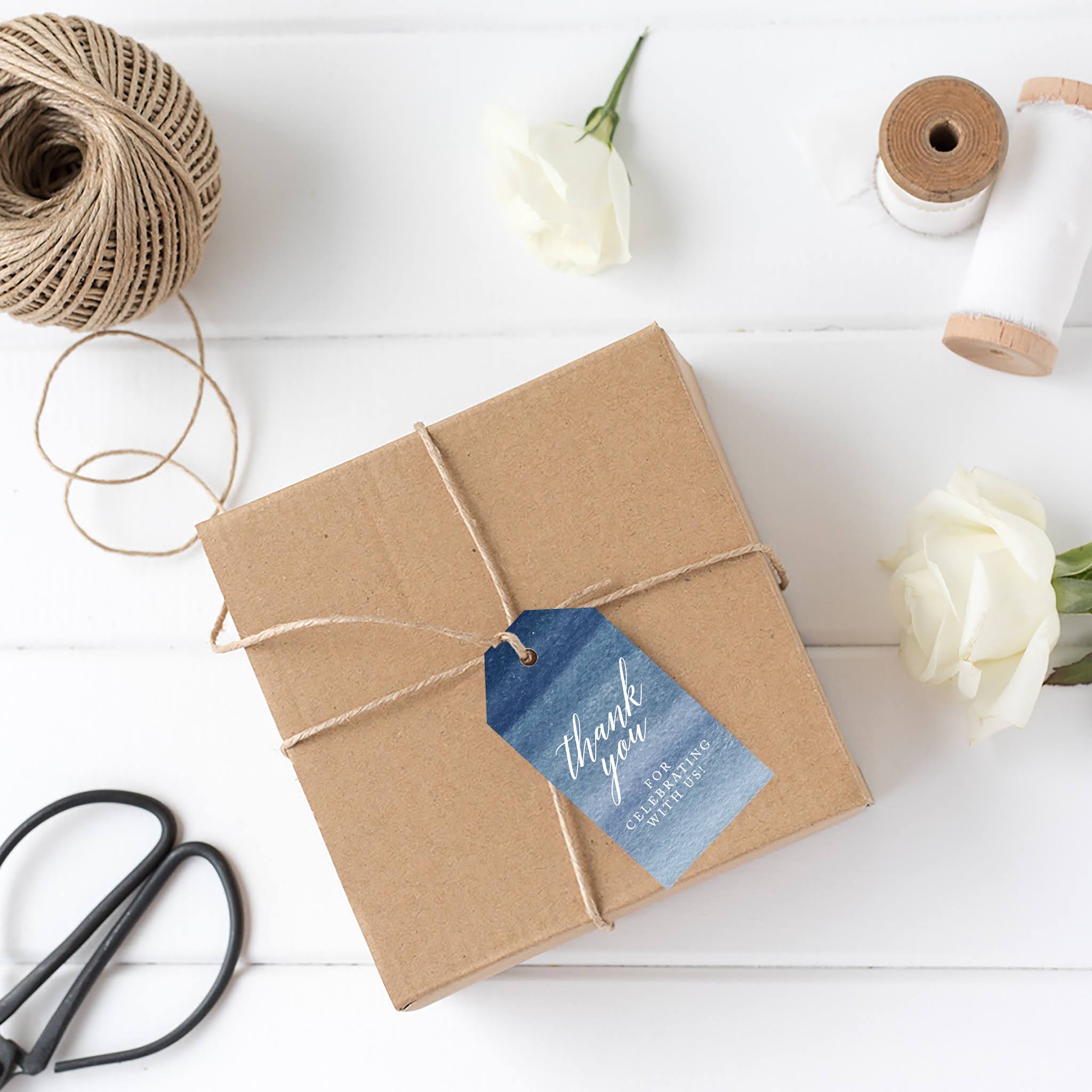 Navy Blue Ombre Watercolor Cardstock Gift Tags 100-Pk C4565