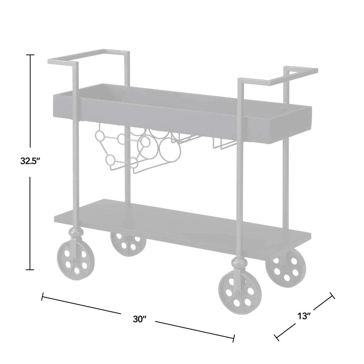 Black Wheeled Bar Cart B975