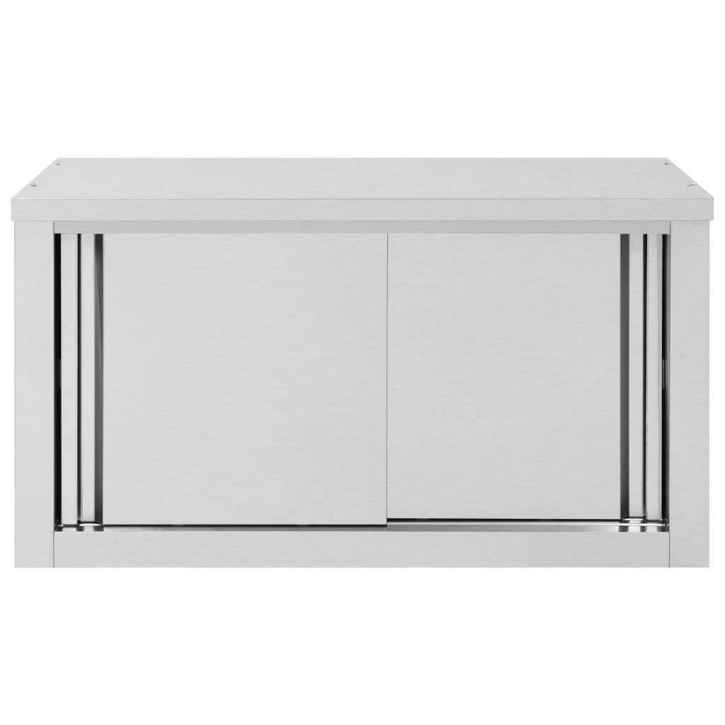 Kitchen Wall Cabinet with Sliding Doors Stainless Steel O664500