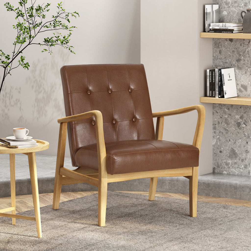Cognac Brown Faux Leather Club Chair B275