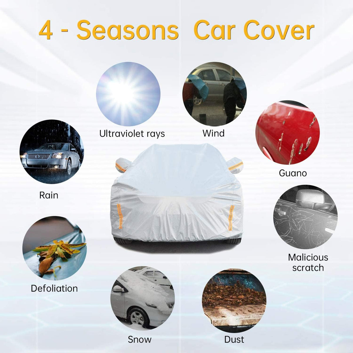 6 Layers Waterproof Cotton Car Cover with Zipper Y1248