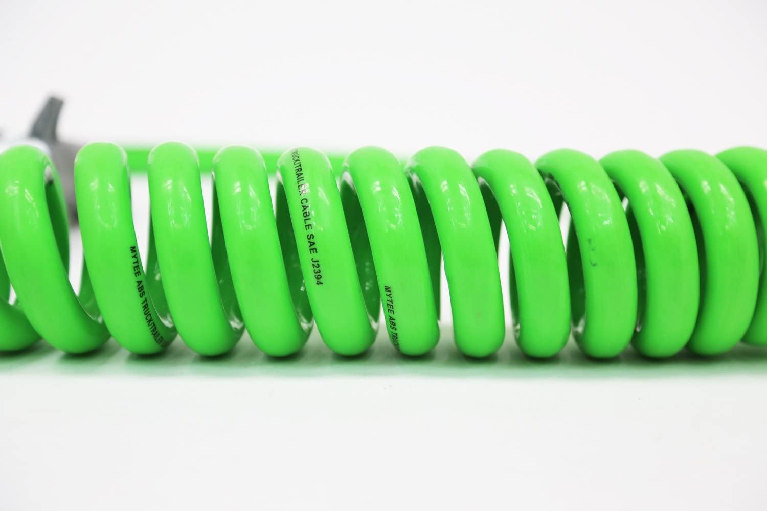 7-Way ABS Coiled Cable 15 Ft Green 48" x 12" Leads Trailer Electrical Power Cord Pack of 2 T4411