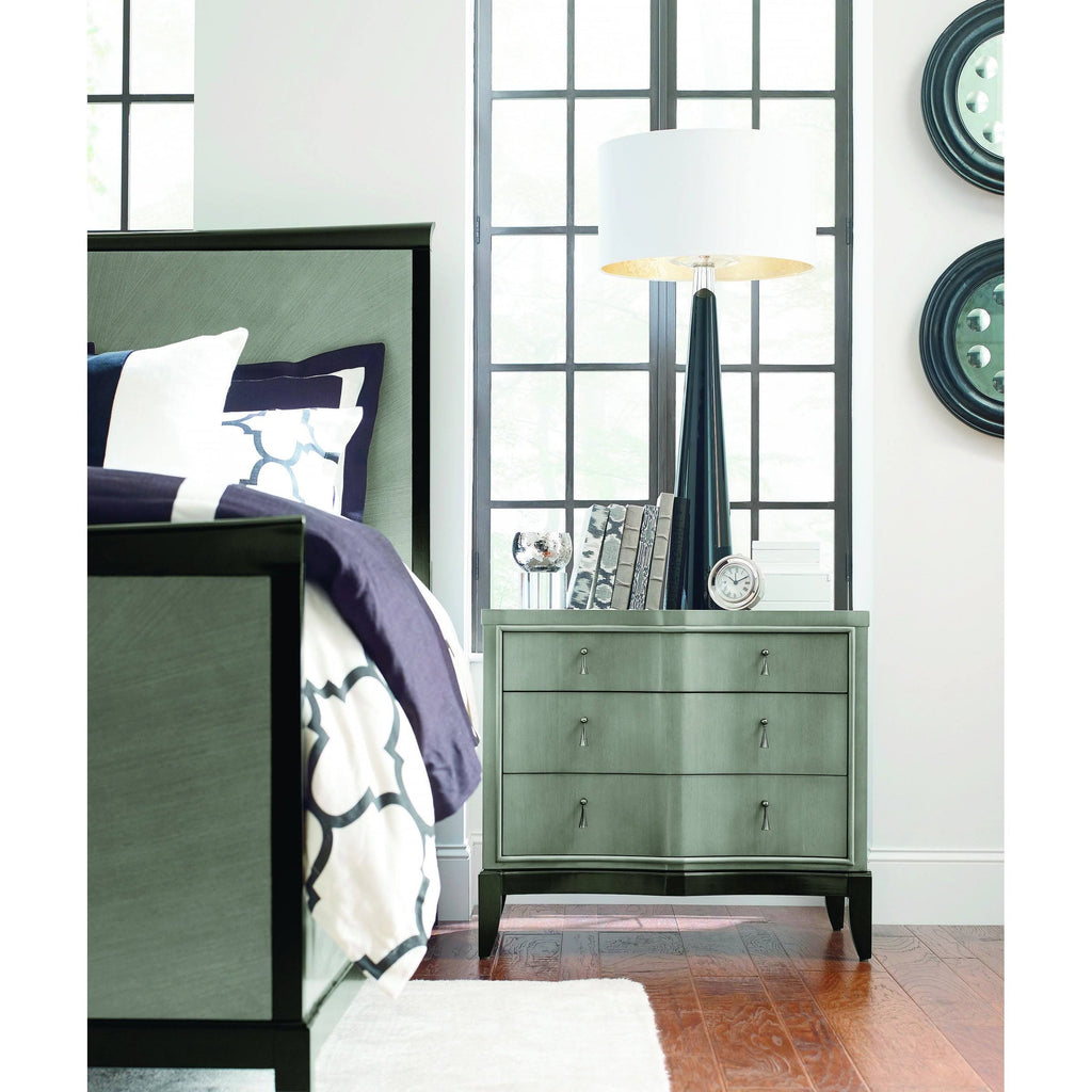 3 Drawer Night Stand in Platinum & Black Tie Wood I438