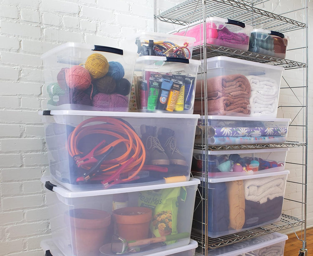 Clear 16 QT Pack of 6 Stackable Plastic Storage Containers with Latching Clear Lids G282395