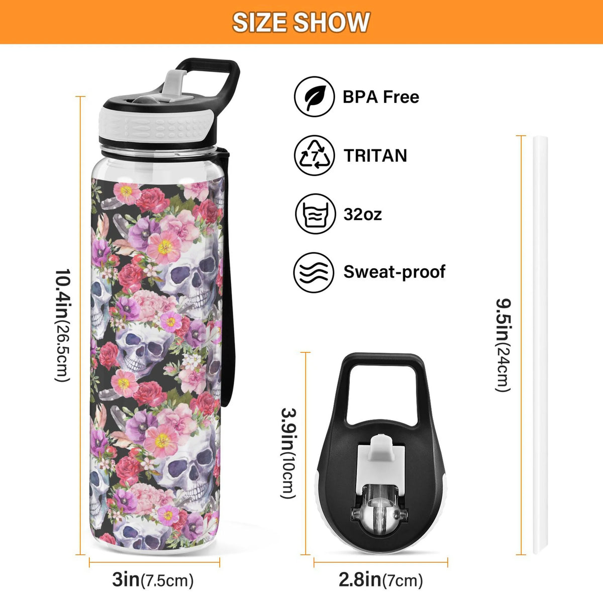 32oz Tritan Water Bottle with Straw W17408