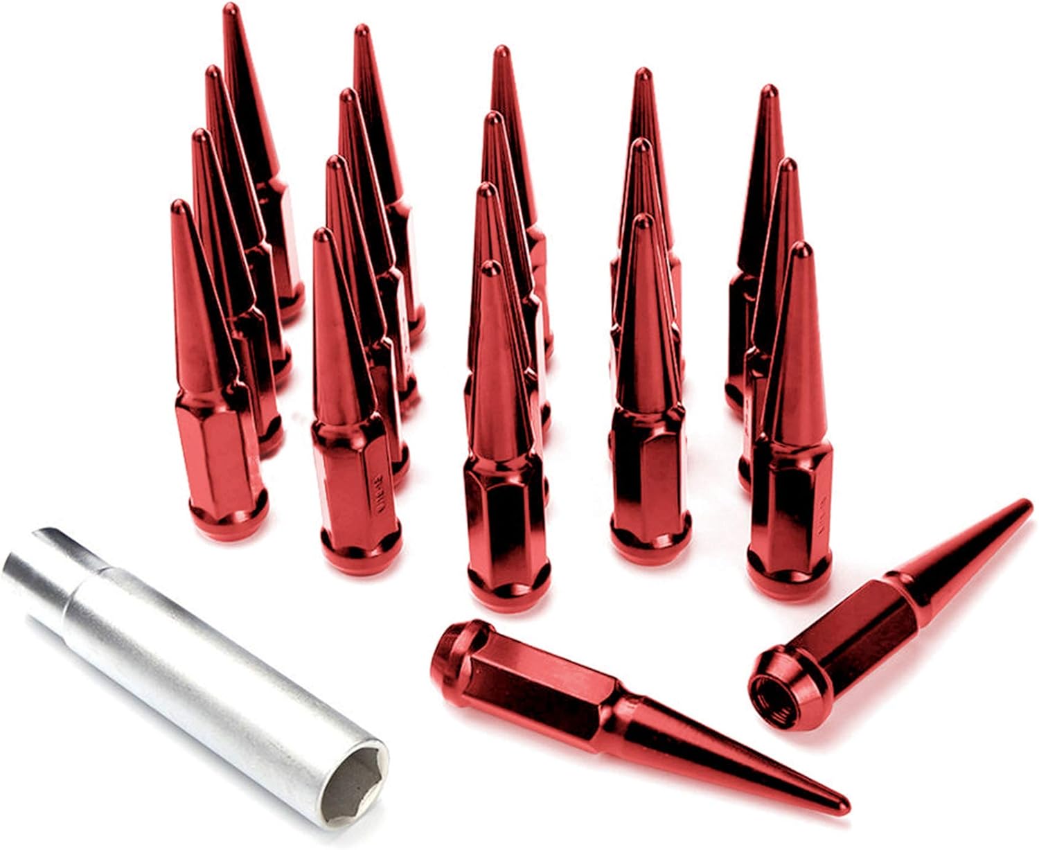20PCs 9/16-18 Spike Purple Solid Steel Lug Nuts 4.5 INCHES Tall with Key Pack of 2 Q652900