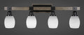 4 Light Bath Bar Matte Black Painted Distressed Wood F876