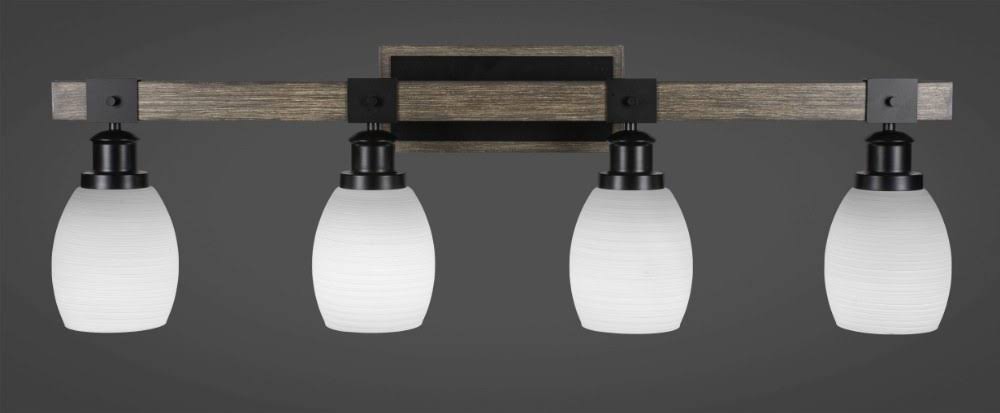 4 Light Bath Bar Matte Black Painted Distressed Wood F876