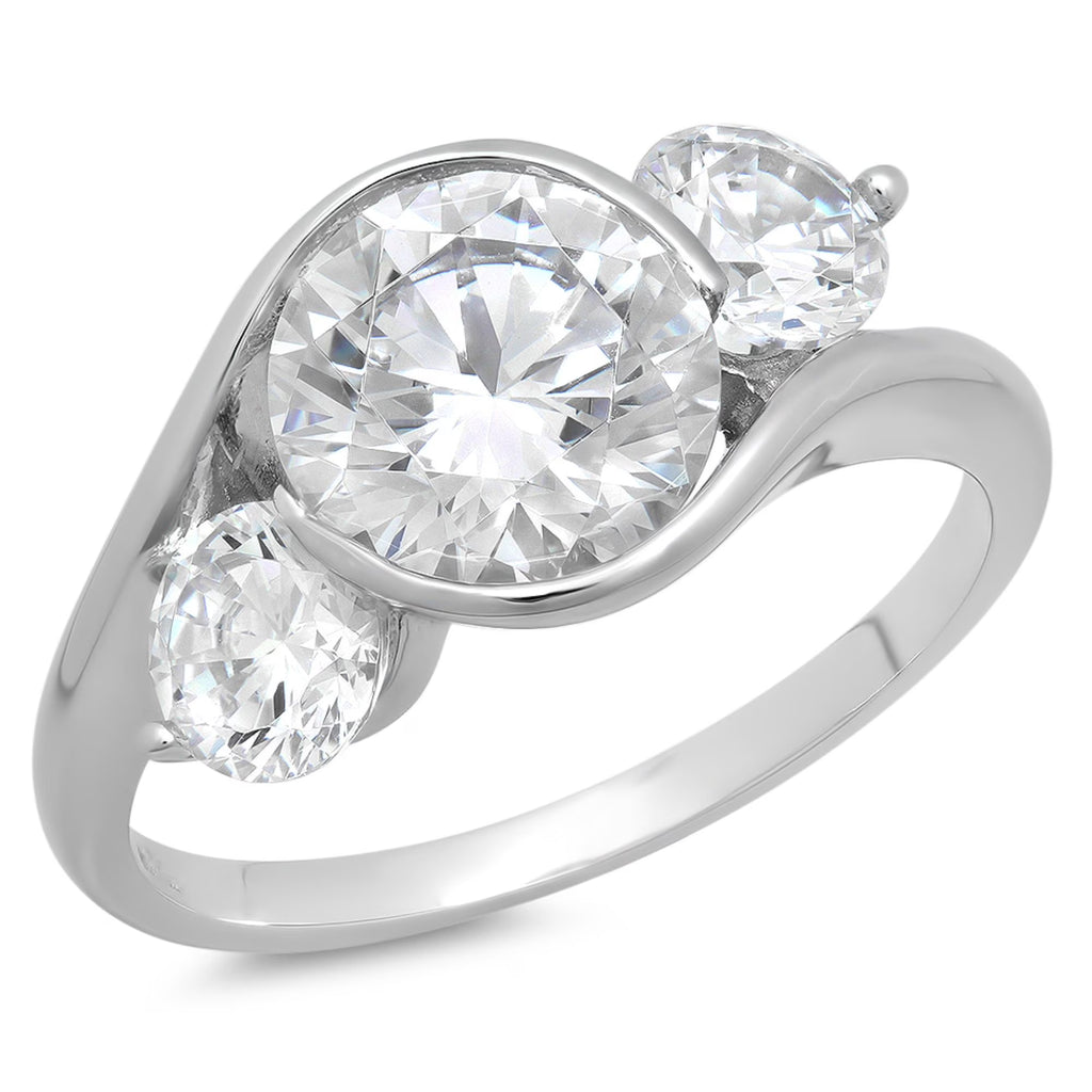 18K White Gold Three-Stone Diamond Engagement Ring size 3.5 I779836