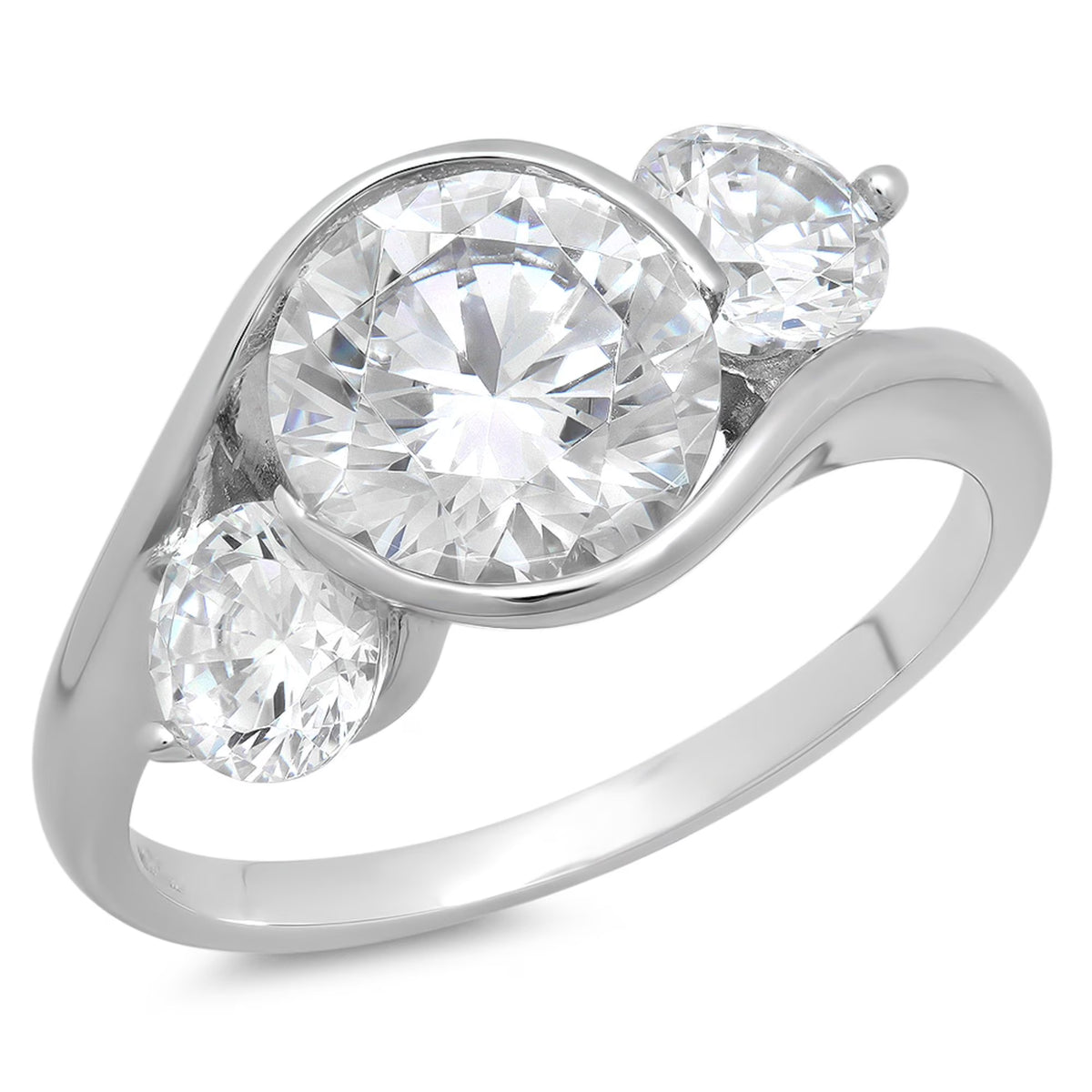 18K White Gold Three-Stone Diamond Engagement Ring size 3.5 I779836