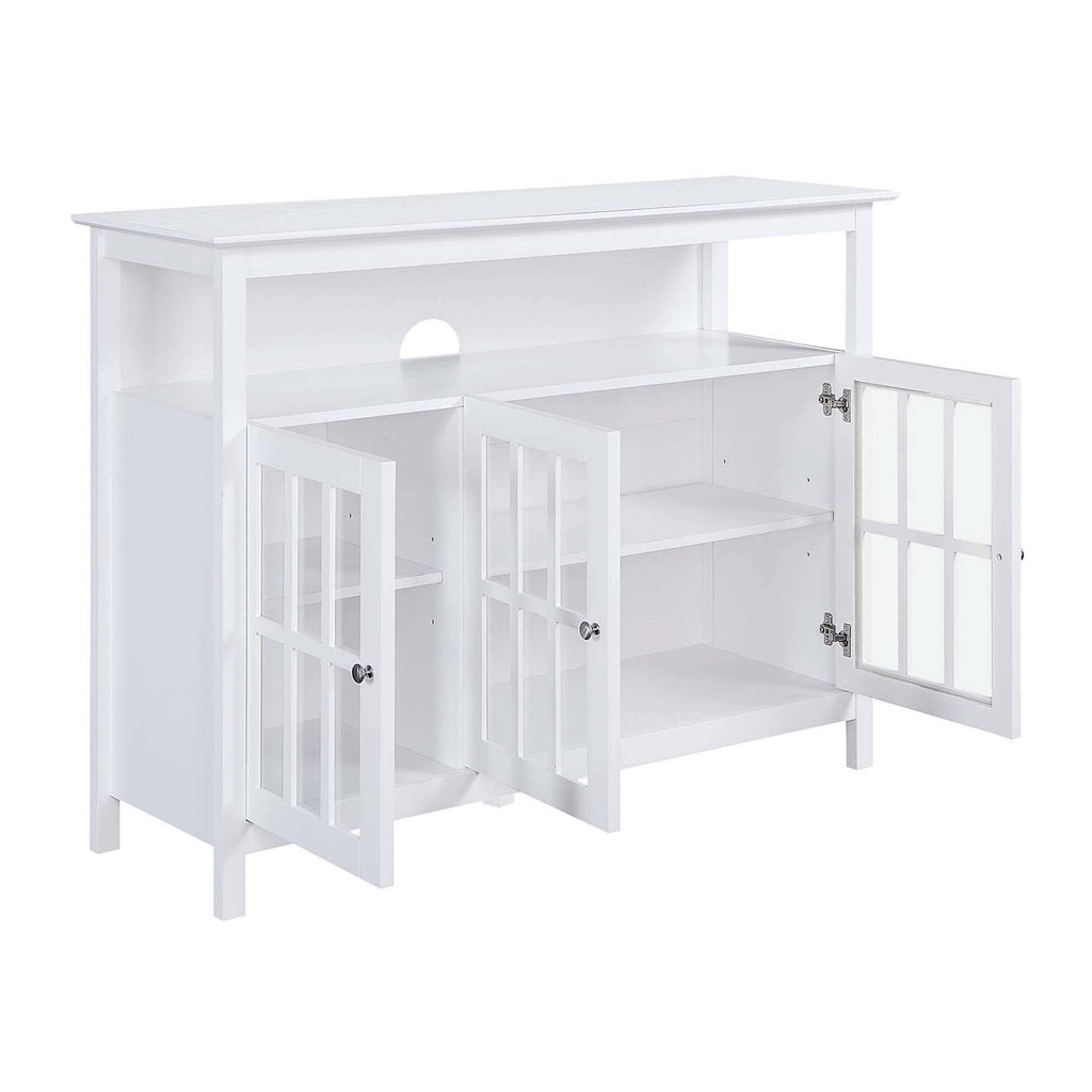 White Storage Cabinets and Shelf TV Stand E75891