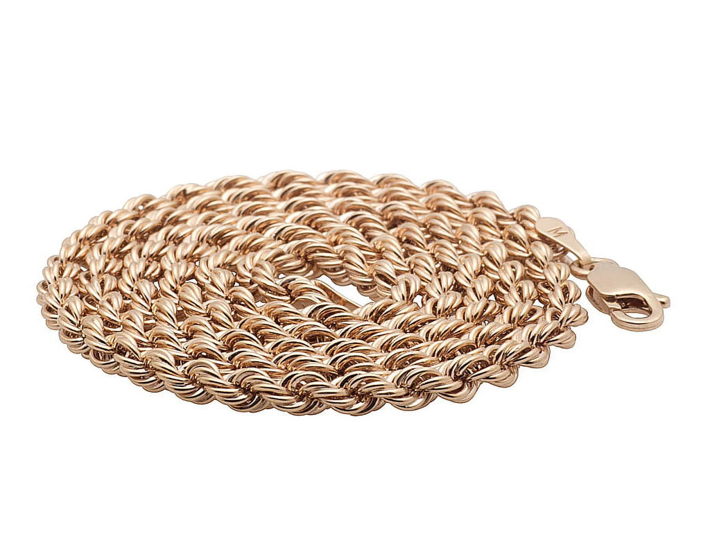 10K Rose Gold Rope Chain Necklace 18-24 Inches S513749