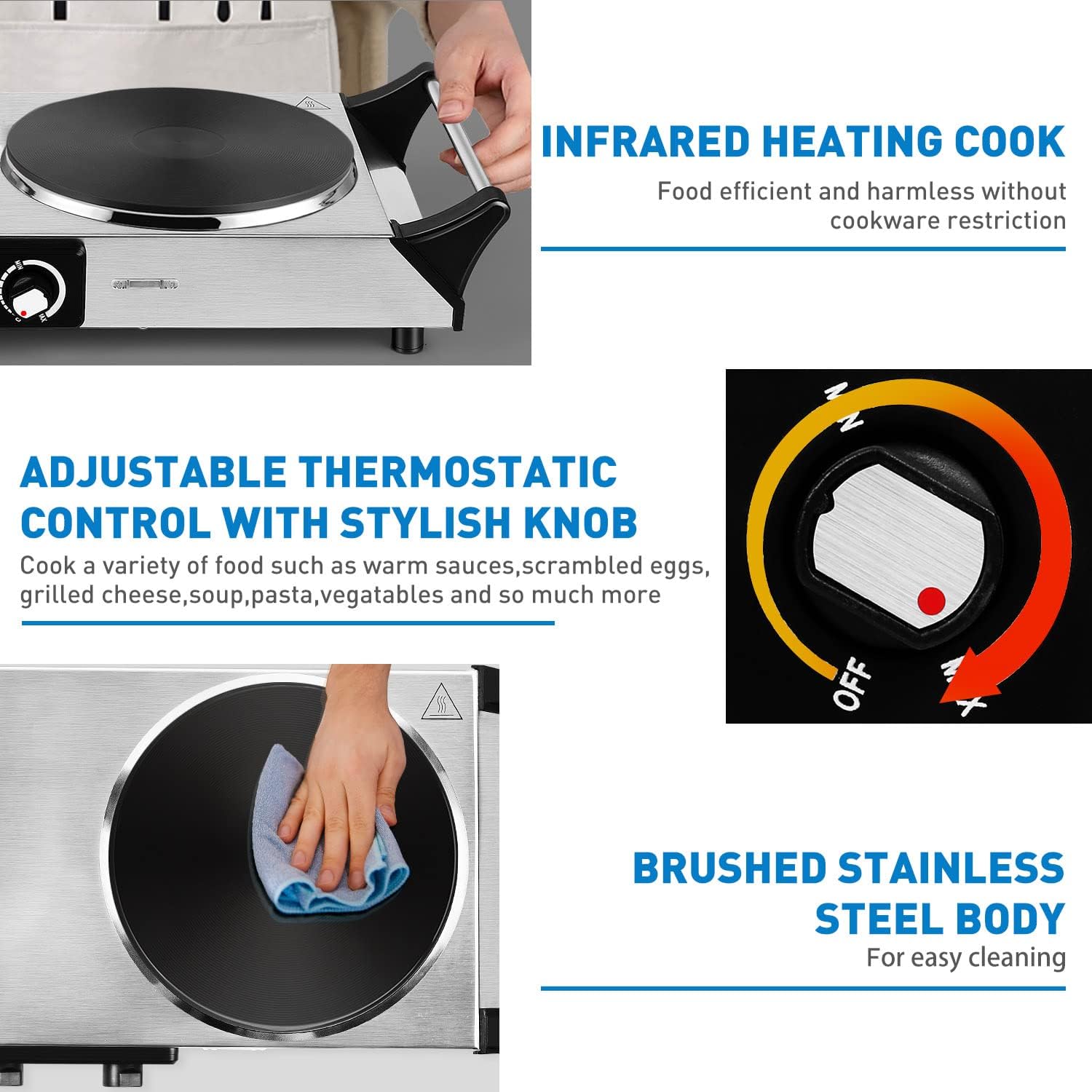 1800W Portable Dual Burner Electric Hot Plate S90095