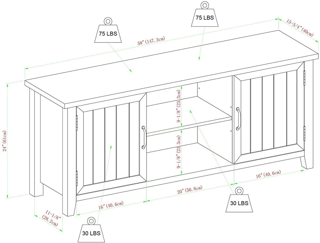 Solid White TV Console I95754