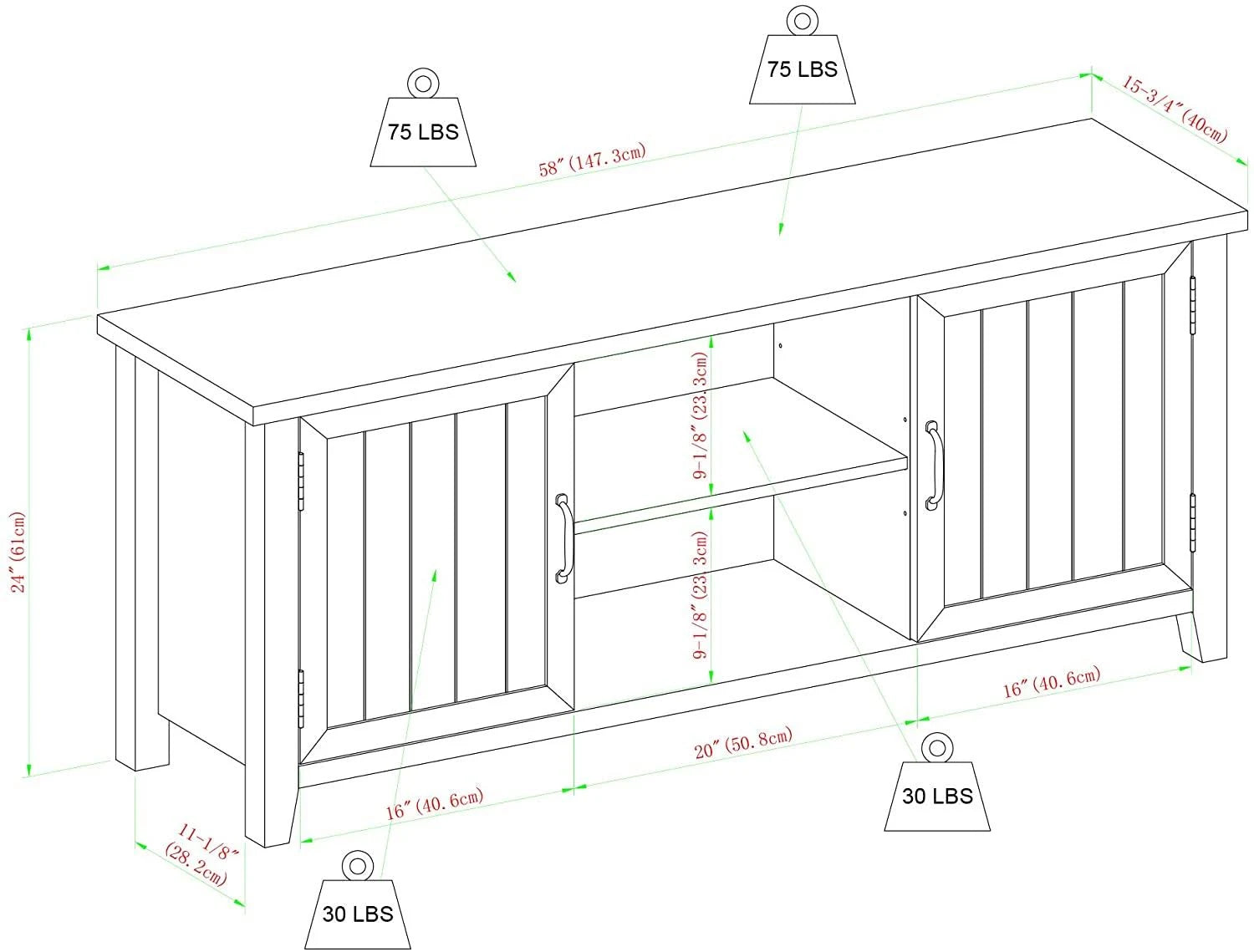 Solid White TV Console I95754