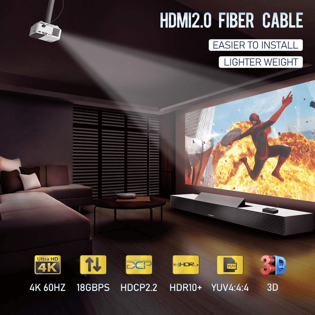 HDMI Ultra Thin Fiber Optic Cable 80ft 4K 60Hz HDMI 2.0b High Speed 18Gbps H374