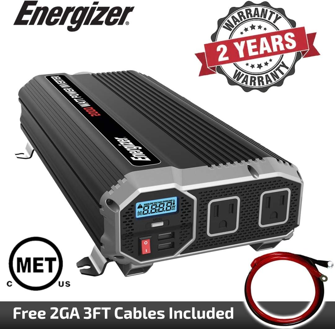 2000 watts Modified Sine Wave Car Power Inverter, 12v to 110v, Two AC Outlets, Two USB Ports, DC to AC Converter B636