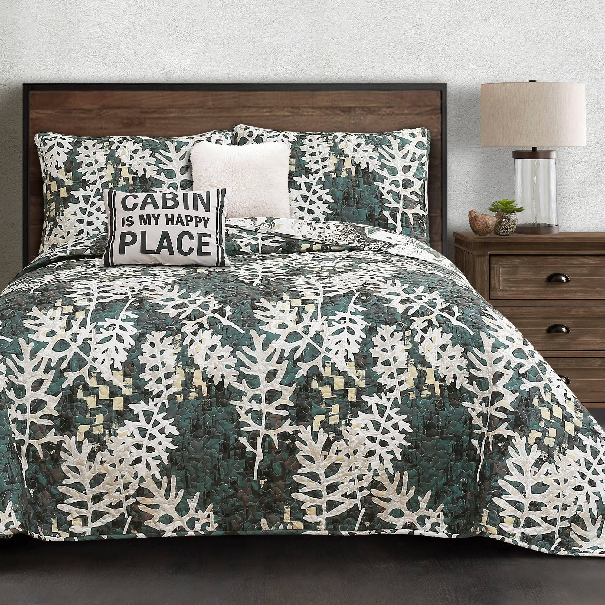 Green Camouflage Leaves Quilt Set Full/Queen I60528