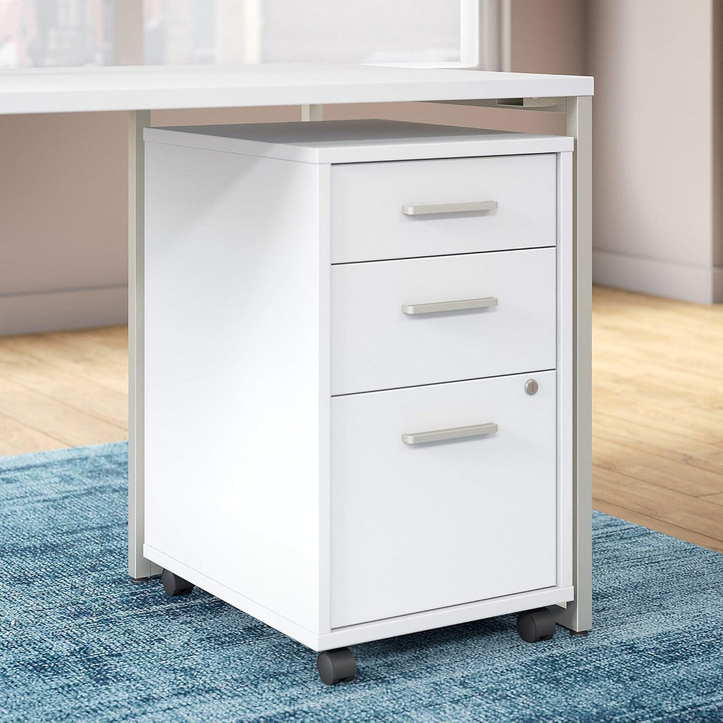White 3 Drawer Mobile File Cabinet E6326