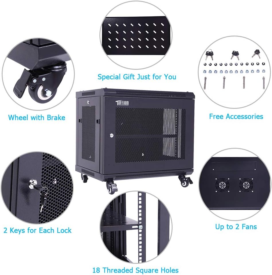 9U Network Cabinet Enclosure with Wheels C56823
