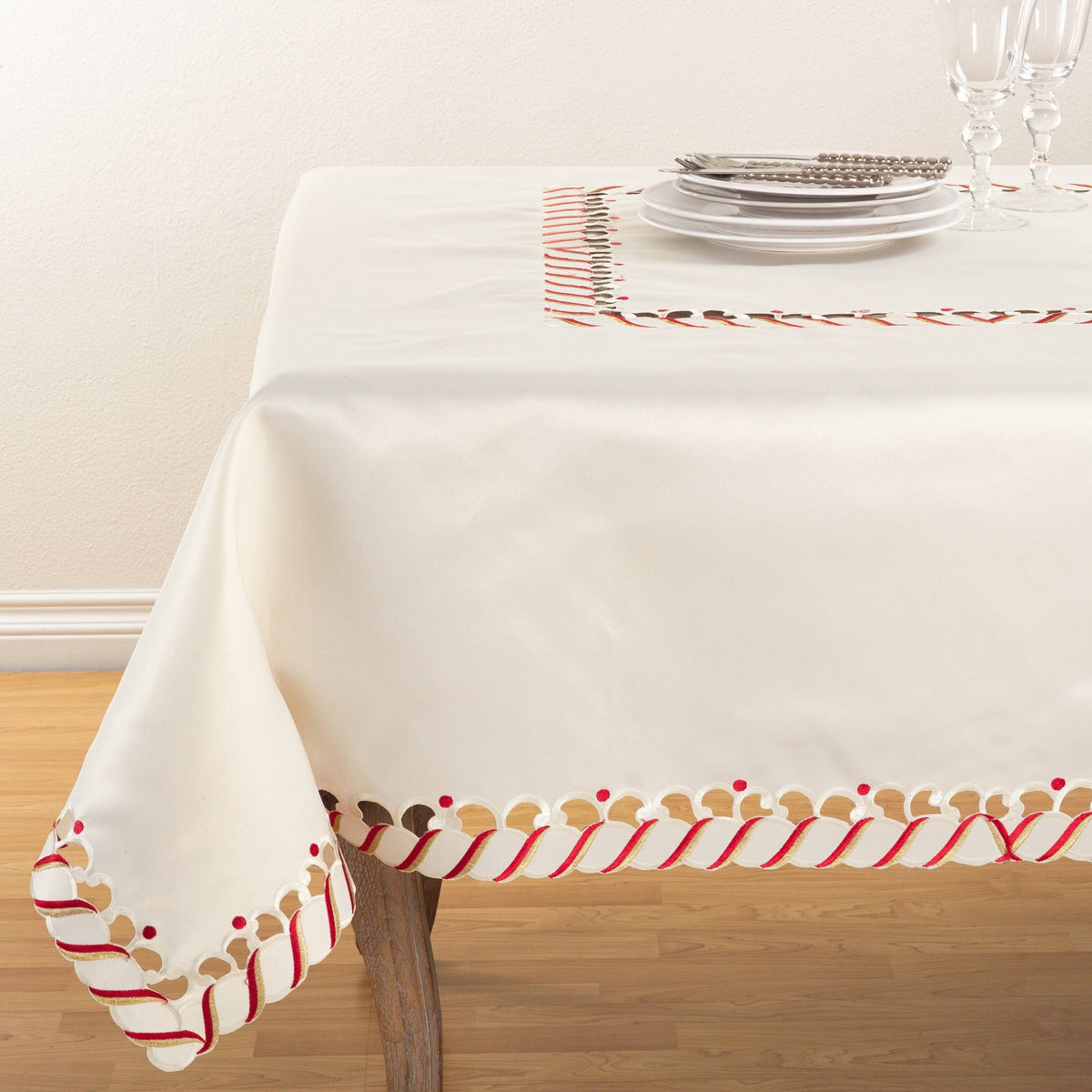 Candy Cane Design Holiday Christmas Tablecloth N5138
