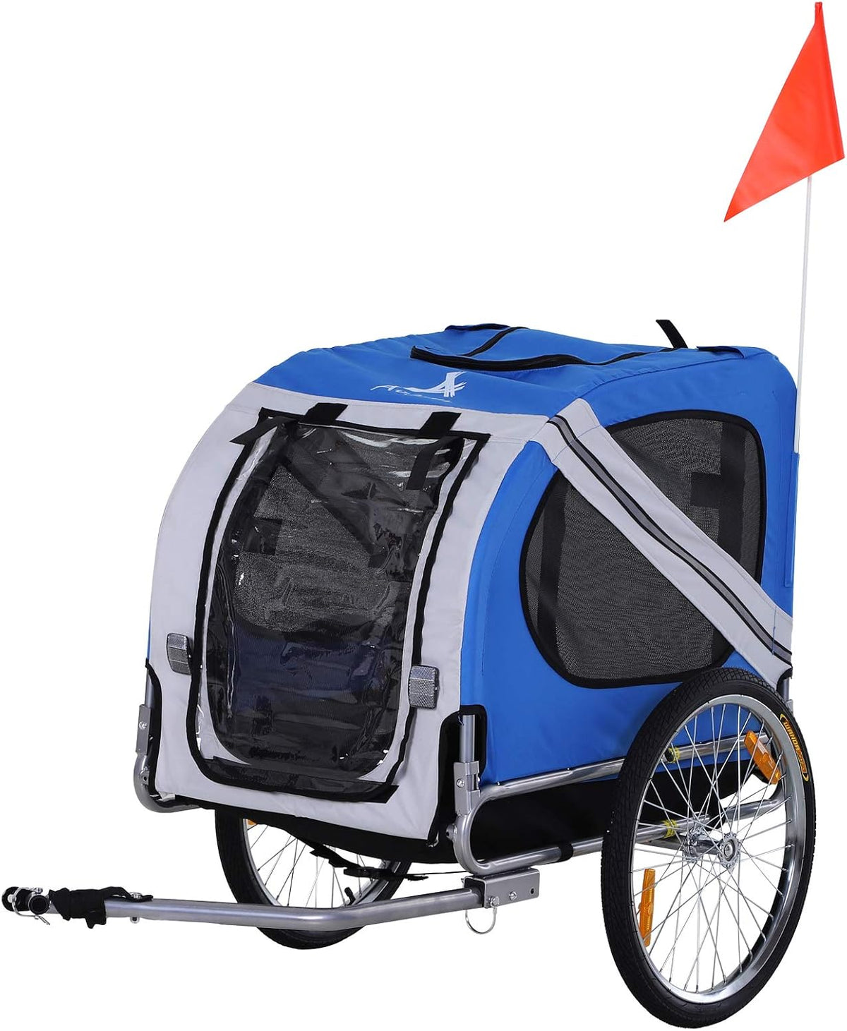 Red/Black Dog Bike Trailer Pet Cart Bicycle Wagon Cargo Carrier with 3 Entrances Large Wheels Mesh Screen F15663