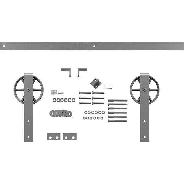 Flint Gray Barn Door Hardware Set with 84 inch Track H7368