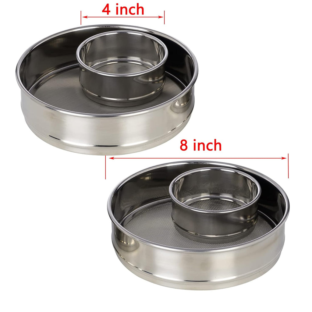 800 Mesh 8'' Diameter 304 Stainless Steel Test Sieve Pack of 2 E655