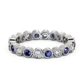 14K White Gold Diamond Blue Sapphire Eternity Band X619