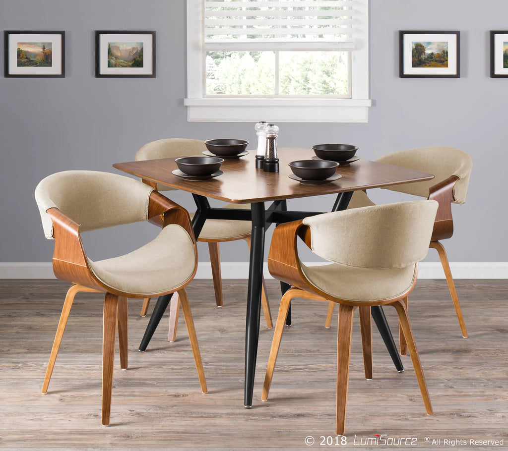 Walnut and Cream Fabric Dining Chair O11866