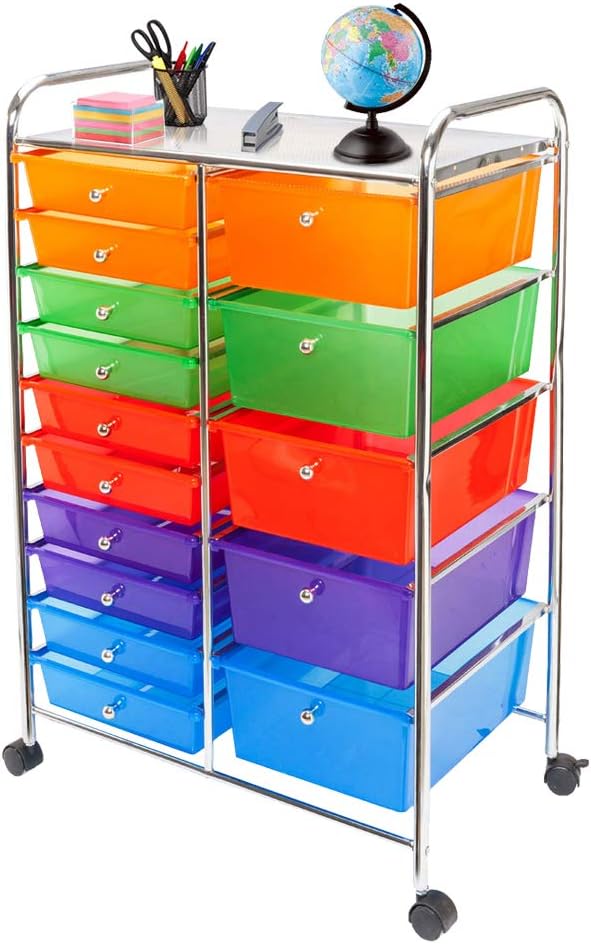15-Drawer Rolling Storage Cart (Black) Q9619