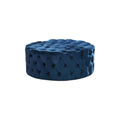 Navy Blue Tufted Velvet Round Ottoman D94517
