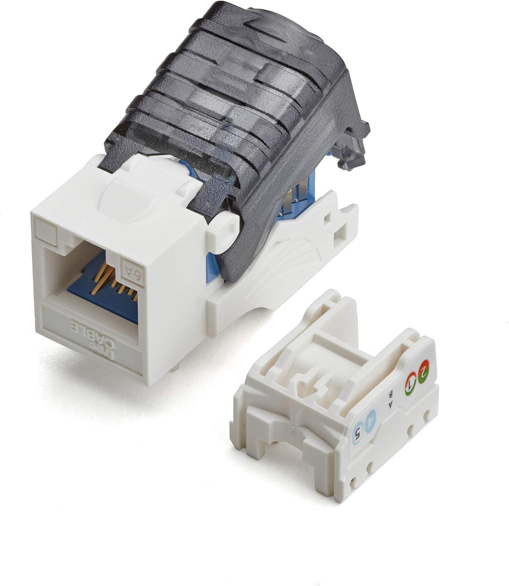 Cat6A Toolless Keystone Jack, Unshielded (UTP), RJ45 Female, White, 12 Pack Pack of 2 X21172