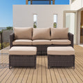 3-Piece Rattan Patio Sofa Set with Ottomans C168