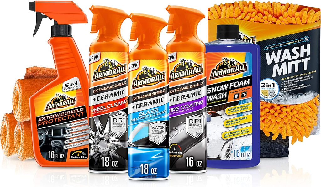 Car Care Kit, Car Wax & Wash Kit, Glass Cleaner, Car Air Freshener, Tire & Wheel Cleaner, 8 Pieces Pack of 2 E1185