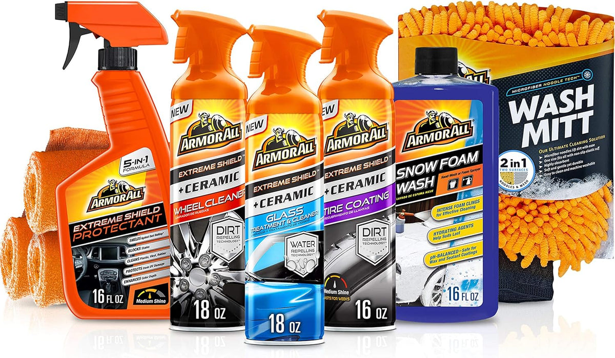 Car Care Kit, Car Wax & Wash Kit, Glass Cleaner, Car Air Freshener, Tire & Wheel Cleaner, 8 Pieces Pack of 2 E1185