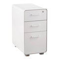 White Slim 3-Drawer Locking Filing Cabinet Q4355