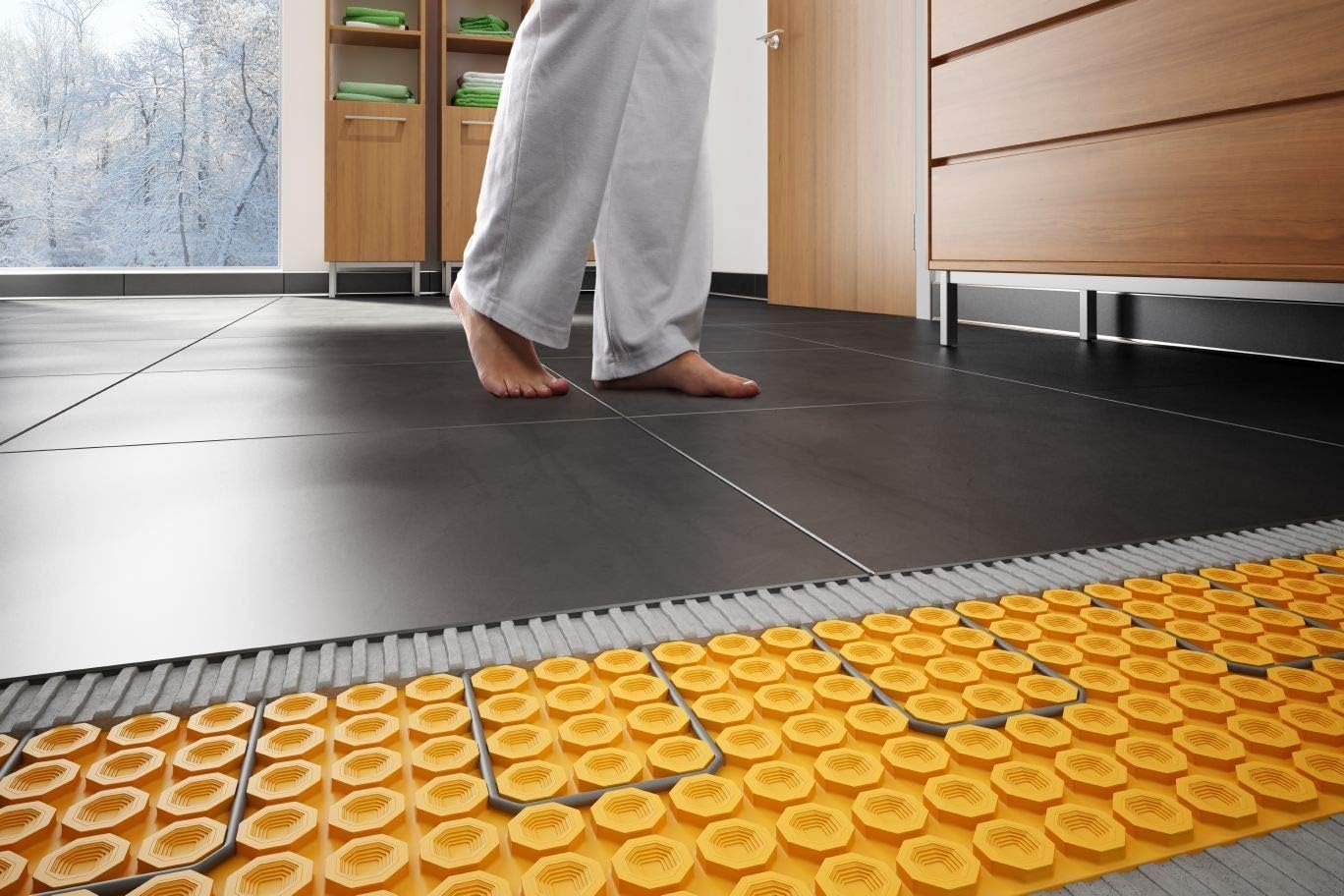 Performance Floor Heating Kit 64 Square Feet with WiFi Touchscreen Programmable Thermostat, Heat Membrane, Heat Cable V424586