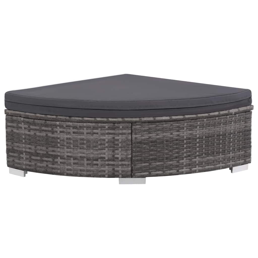 Set of 6 Poly Rattan Patio Sectional Corner Sofa with 2 Ottoman and Cushions Gray F58470