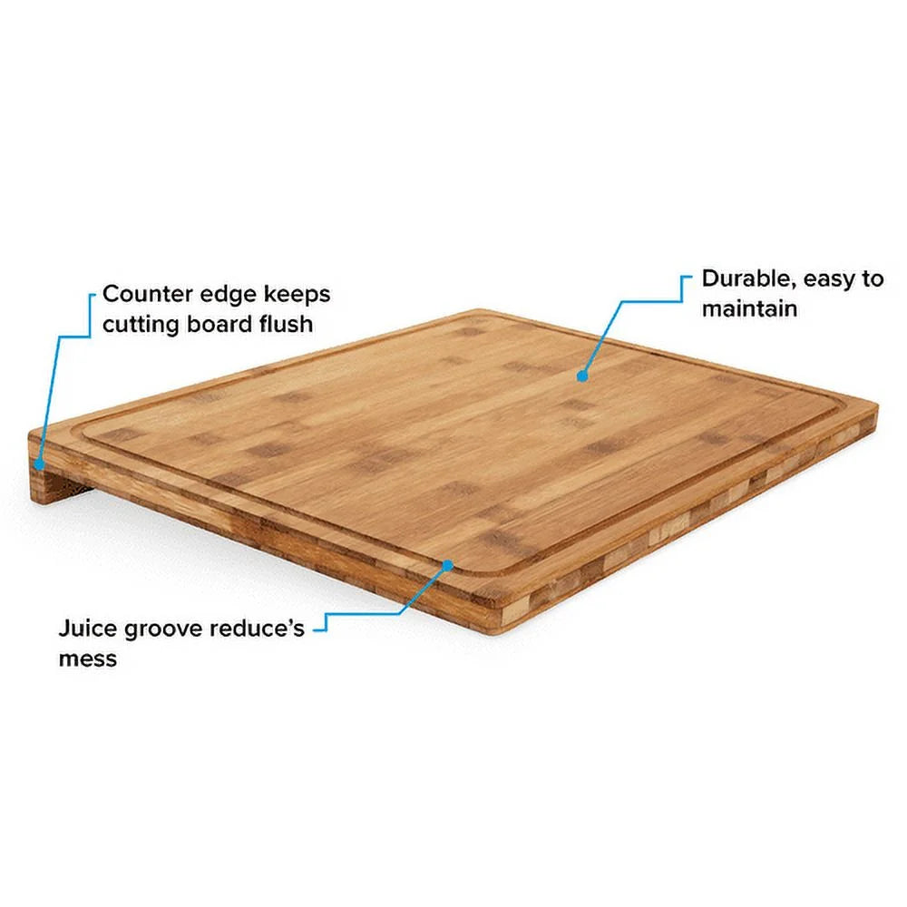 Bamboo Cutting Board with Juice Groove, 18 x 14 x 1-3/4 Inches I543022