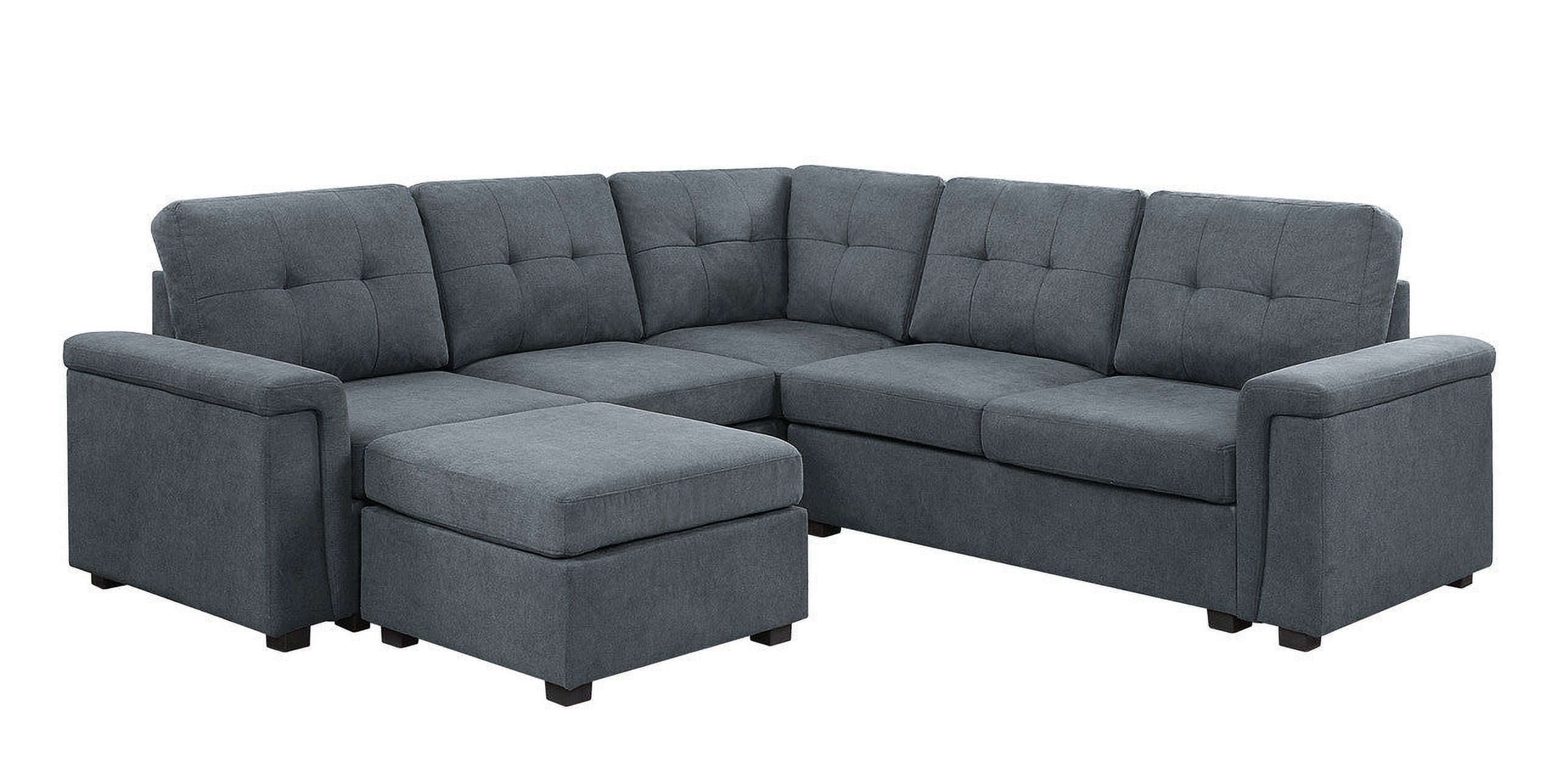 Gray Woven Fabric 6-Seater Sectional Sofa with Ottoman X14627