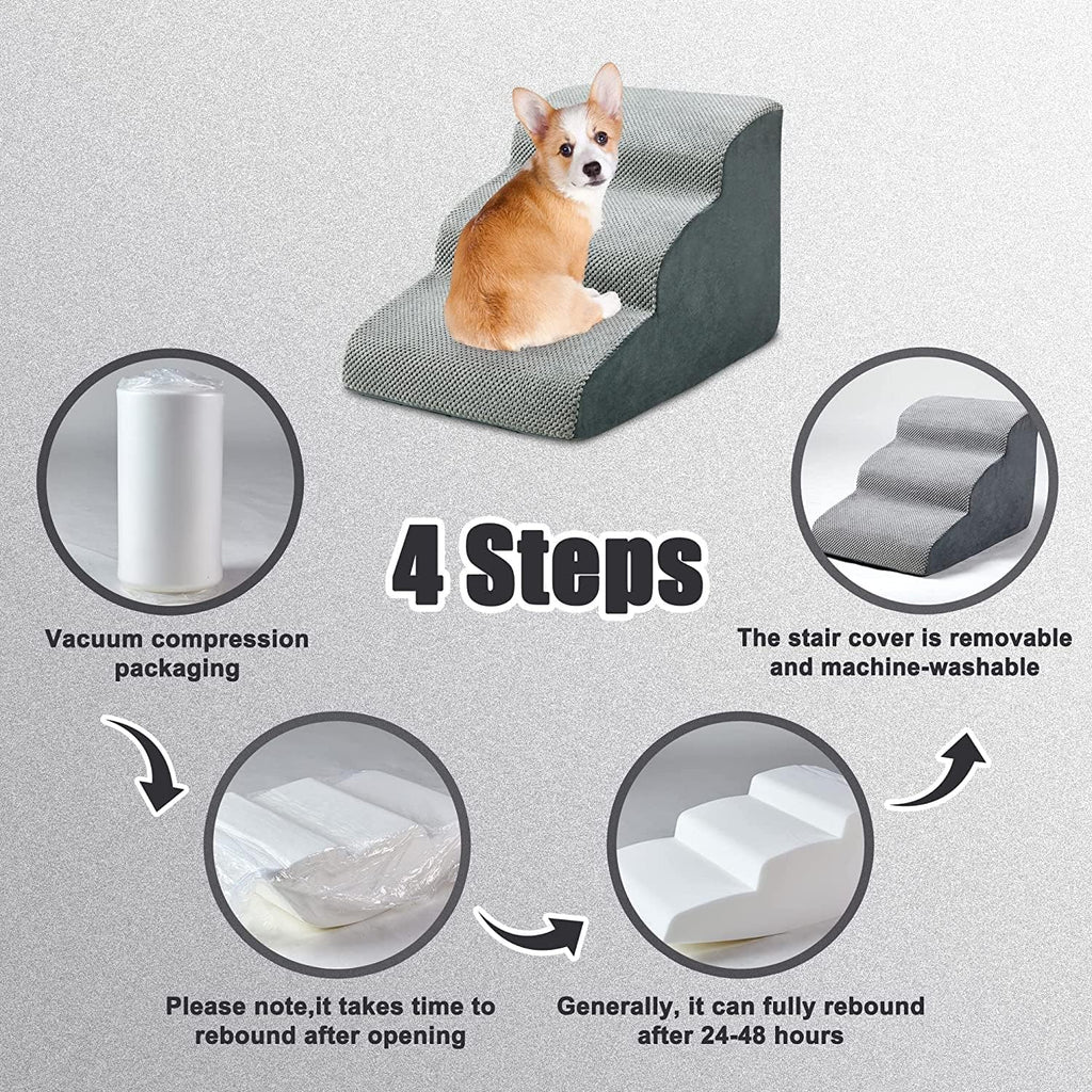 Grey Non-Slip Foam Pet Ramp Stairs O70372