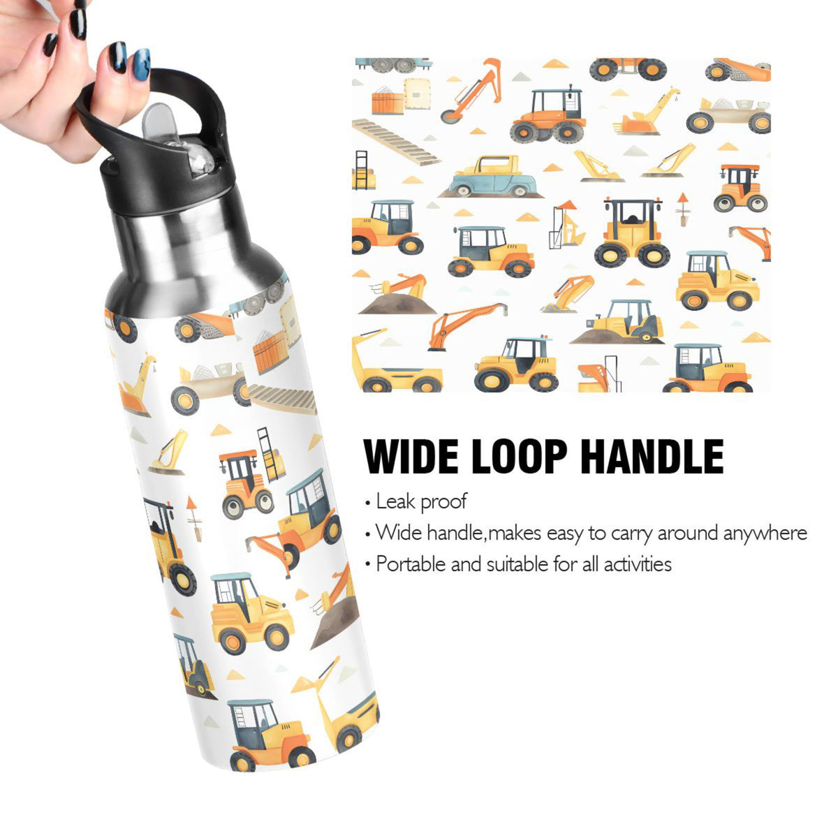 Stainless Steel Insulated Vacuum Flask Water Bottle with Straw Lid V91689