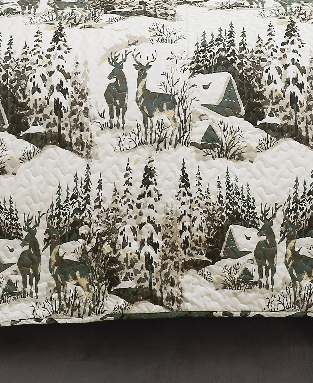 Green Camouflage Leaves Quilt Set Full/Queen I60528